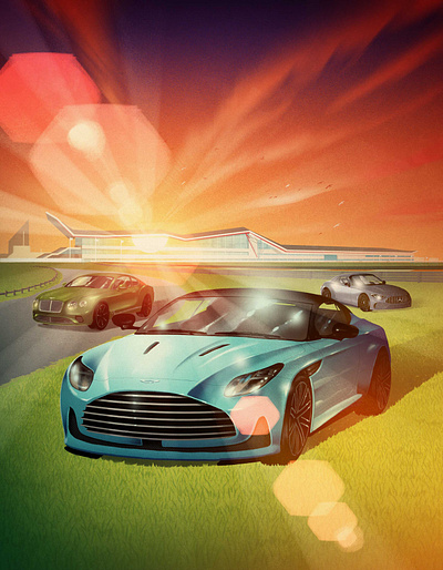 Car of the Year 2d car digital editorial folioart illustration luxury magazine cover rui ricardo sunset