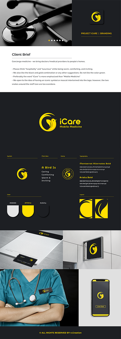 iCare Mobile Medical Logo bird logo brand identity branding business card care logo design graphic design healthcare logo logo logo design medical logo mobile medical logo mobilemedical muscot logo