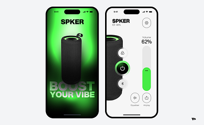 Speaker Controller App application controller green interface mobile power product design speaker volume