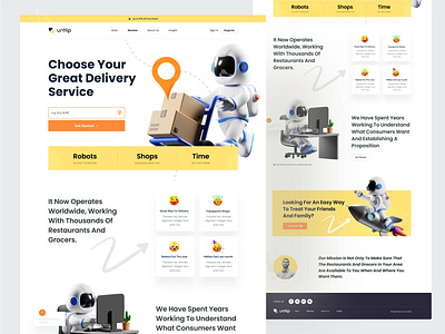 Delivery Landing Page ai application branding delivery delivery service design graphic design header illustration illustrations interface design landing page design riders robot ui ux design web web app web design website