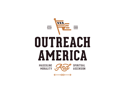 Outreach America america branding campfire camping flag hiking identity logo mark negative space seal stamp symbol wildlife