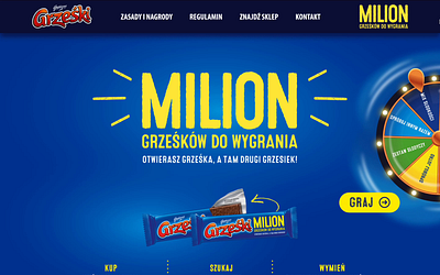 Lottery website "Milion Grześków do wygrania" design fortune wheel graphic design landing page lottery sweets ui ui design