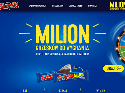 Lottery website "Milion Grześków do wygrania" design fortune wheel graphic design landing page lottery sweets ui ui design