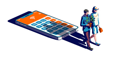 Retirement Calculators character conceptual digital editorial finance folioart illustration money peter greenwood vector