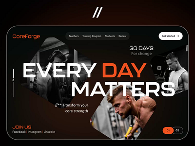 Fitness App Web Platform Design Template app screen design dashboard design fitness fitness app homepage interface landing page landing page design platform product design sport ui ux web web design concept web design template web ui website