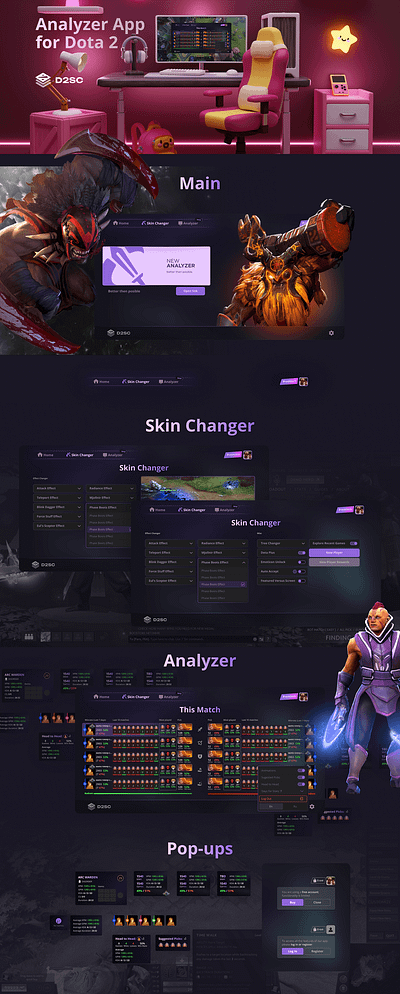 Companion app for Dota 2 app design ui ux