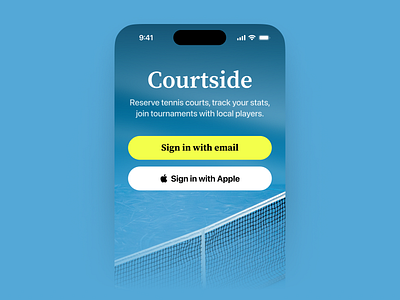 Courtside App – Sign in booking ios product design sign in sports tennis ui