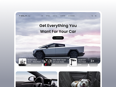 Tesla shop branding clean design flat illustration logo minimal simple ui ux