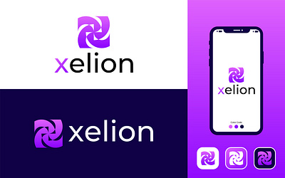 Xelion modern brand logo design emblem design