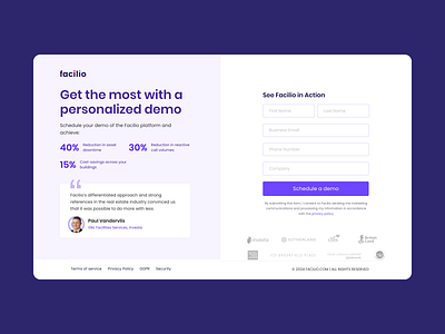 Facilio | CRO | Demo Page