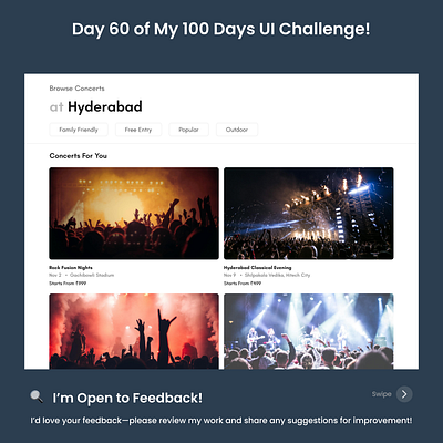 Day 60/100 - Browse Concerts Screen UI app design