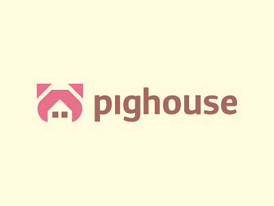 Pighouse home house logo pig pink