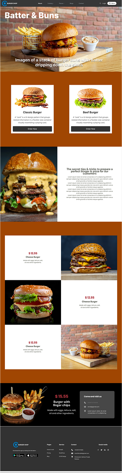 burger landing page design burger page burger shop landing page landing page design social media post designs