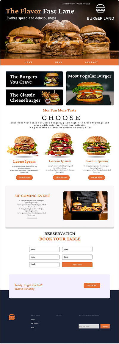 burger shop landing page burger creative poster landing page