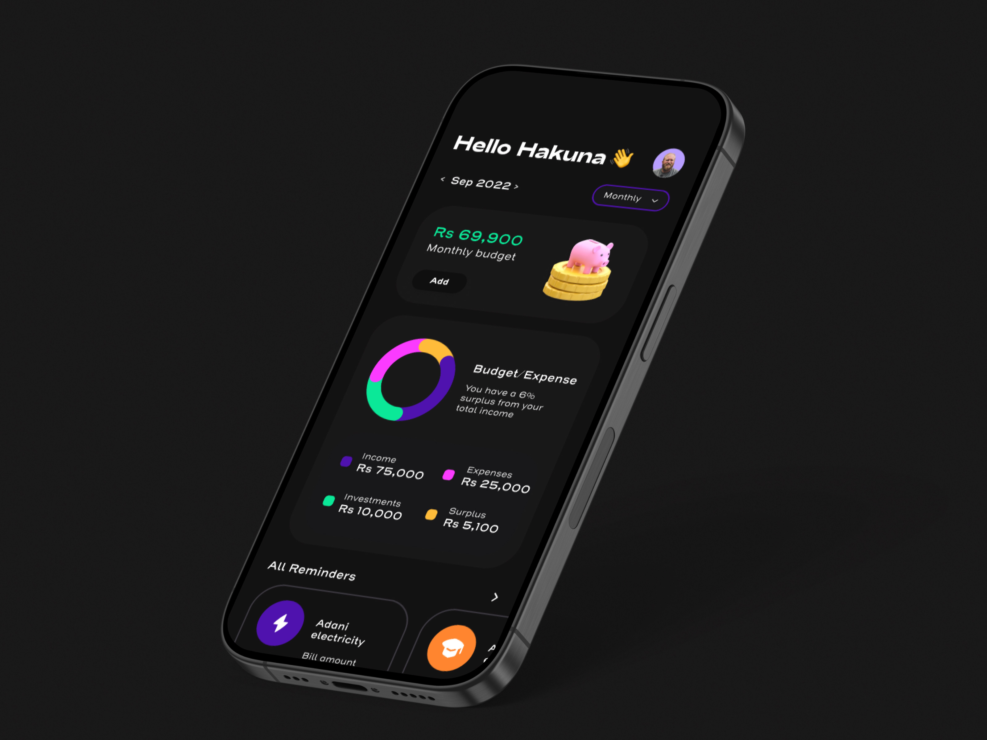 Budget App Home Page Exploration 2024 bank app budget app budget app ui finance ui financial ui fintech ui mobile ui neel litoriya saloneel saloni ui ux