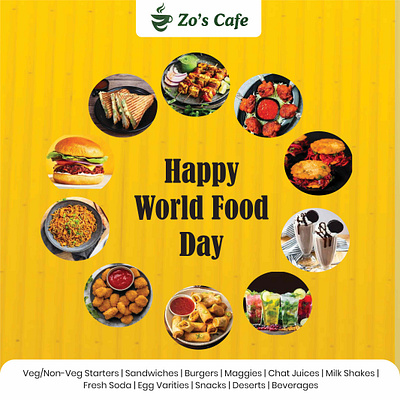 Happy World Food Day Poster for a Cafe using Adobe Illustrator illustrator