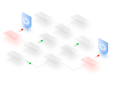 Workflow and Rules Logic ai cybersecurity fraud isometric protection risk safety security theft