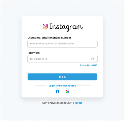 Instagram web login page ui