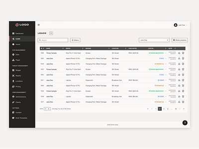 CRM leads crm figma uxui design