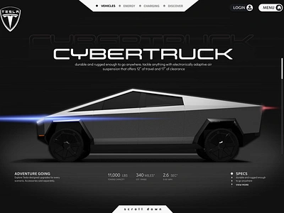 Tesla Cybertruck Landing Page UI Design 3d design ui