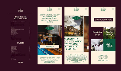 Branding for a hotel in Edinburgh, menu and website branding corporate identity design graphic design hotel illustration logo logo design menu restaurant typography ui website