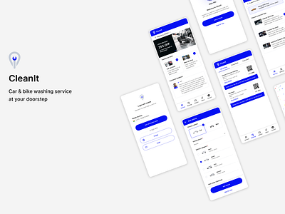 Cleanit - Doorstep car & bike wash service bike service bike wash car service car wash doorstep service doorstep washing service interaction design mobile app product design ui design ux design vehicle service visual design