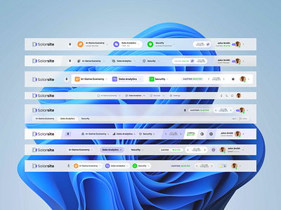 Dashboard Navigation Bar - CRM UI Variations admin panel crm nav dashboard top bar glass effect header menu menubar nav side menu topnavigation uiux windows wallpaper