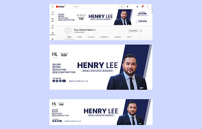 Realtor Youtube Channel Banner, FB Banner, LinkedIn Header logo design for youtube