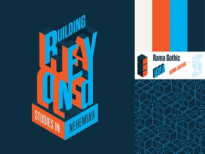 Building Beyond Walls Series Branding blocks brand church escher illustration isometric logo mc escher nehemiah orange sermon