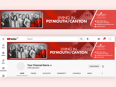 Living in Plymouth Canton Youtube Channel Banner made at Fiverr banner channel banner graphics real estate real estate designer realtor realtor banner social media banner youtube banner