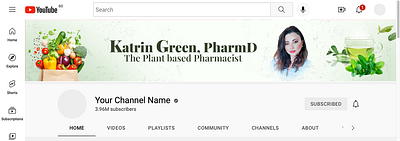 Plant Based Pharma Youtube Channel Art Design professional youtube banner youtube channel branding youutbe