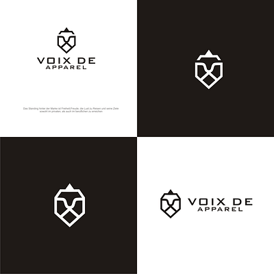 voix de apparel abstract branding design lion logo simple