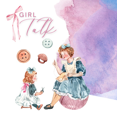 Girl Talk watercolor design design girl talk girls watercolor