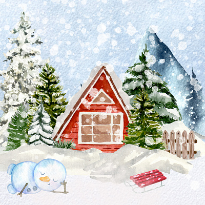 snow watercolor painting design design snow watercolor painting