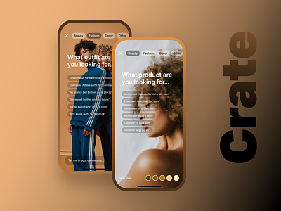 Crate | Ai Shopping Assistant ai ai assistant artificial intelligence crate ios marketplace mobile mockup openai shopping shopping assistant ui ux