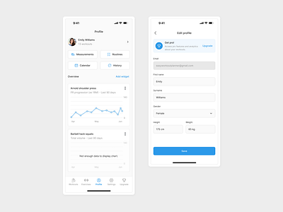 Profile pages form pages mobile design profile ui ux