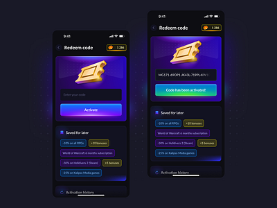 Redeem code UI code mobile redeem ui