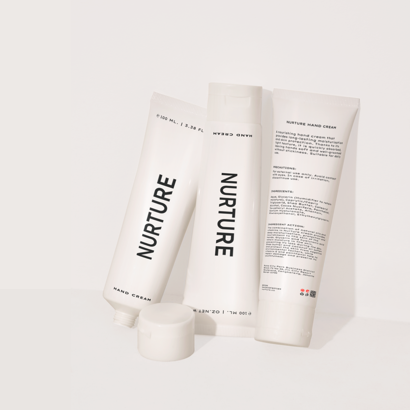 Nurture | Hand cream beauty beauty brand brand identity branding care cosmetic cosmetic brand cream tube cream tube design elegant packaging hand cream design lexend font logo minimalis packaging packaging design premium packaging product design skincare packaging women