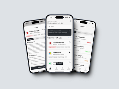 📱Streamlined Mobile App for Job Hunting branding framer graphic design product design ui ui design web app webdesign webflow