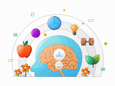 Mental Health art brain branding creative fitness illustration flat design graphic design green health illustration illustration line illustration logo man mental mental health plants stay strong ui