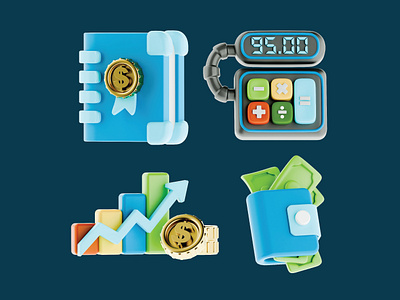 Accounting 3d Icons Pack 3d icons accounting icon blue icons business icon calculator design graphic design icon illustration ledger money icon ui ux wallet wealth assets