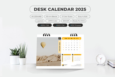 2025 Desk Calendar A5 2025 agencies agency annual branding business calendar creative design graphic design illustration industrial logo minimalist monday month office planner ready to use template