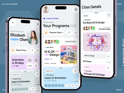 E-Learning App adom app app design app ui education app elearning app learning app learning platform app study app ui ux