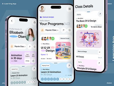 E-Learning App adom app app design app ui education app elearning app learning app learning platform app study app ui ux