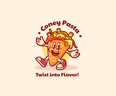 Coney Pasta cone pasta cute food mascot logo illustration logo mascot logo