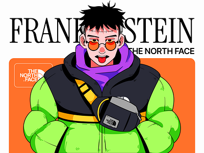 Frankenstein X The North Face - Character Illustration brand design cartoon character character design design fashion design frankenstein halloween illustration vector