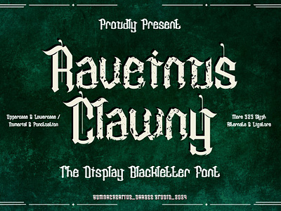 Raveinus Clawny – Display Blackletter Font 2024 beer blackletter blood brands dark decorative display english font gothic horror modern new old retro typeface typography vintage web