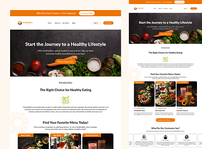 HealthyBites - Healthy Food Provider Services (meal kits) eatclean food web design healthy healthyfood healthylifestyle landing page layout design minimalist design modern design uidesign uiuxdesign uxdesign web design