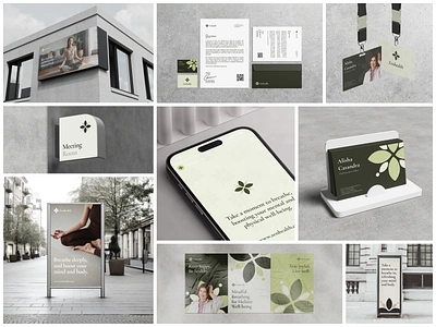 Zenhealth Brand Implementation ai brand brand identity branding graphic design green health health logo holistic illustration implementation logo logo branding logo implementation mindfullness minimalist modern modern logo nature wellness