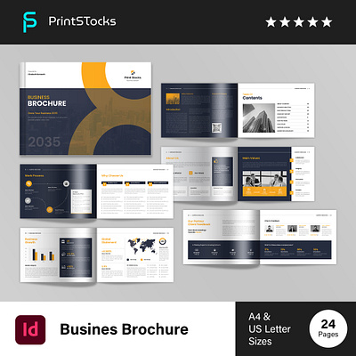 Company Profile Brochure Template Landscape a4 branding business business brochure company brochure creative creative proposal design graphic design illustration logo magazine print proposal ui